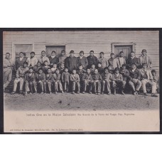 INDIOS ONAS MISION SALESIANA TIERRA DEL FUEGO ANTIGUA TARJETA POSTAL GRUPO DE VARONES
